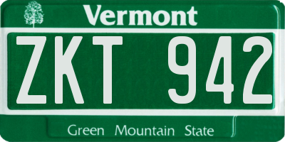 VT license plate ZKT942