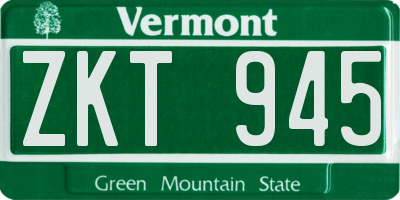 VT license plate ZKT945