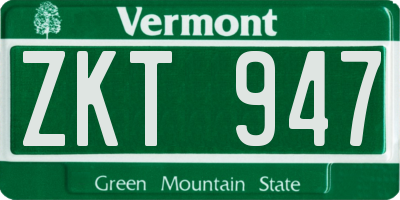 VT license plate ZKT947