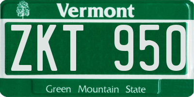 VT license plate ZKT950