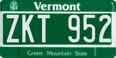 VT license plate ZKT952