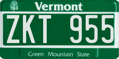 VT license plate ZKT955