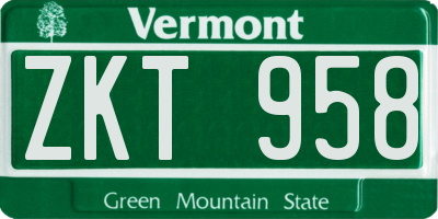 VT license plate ZKT958