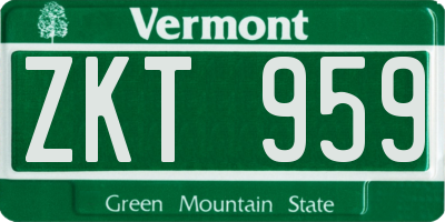 VT license plate ZKT959