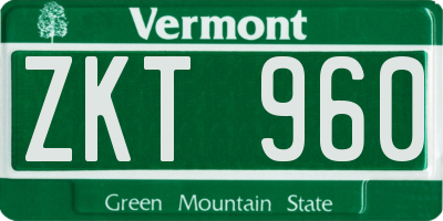 VT license plate ZKT960