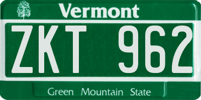 VT license plate ZKT962