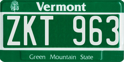 VT license plate ZKT963