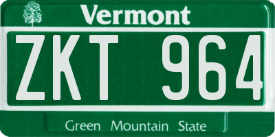 VT license plate ZKT964