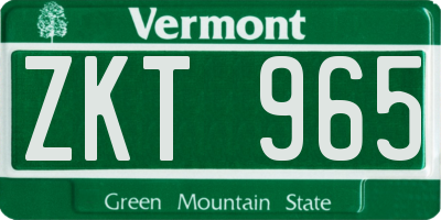 VT license plate ZKT965