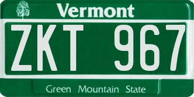 VT license plate ZKT967