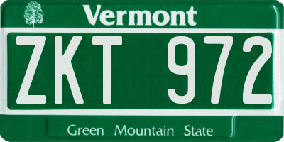 VT license plate ZKT972