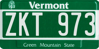 VT license plate ZKT973