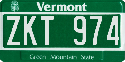 VT license plate ZKT974