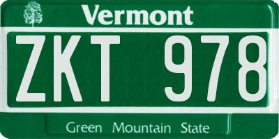 VT license plate ZKT978