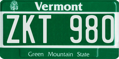 VT license plate ZKT980