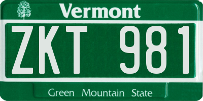 VT license plate ZKT981