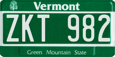 VT license plate ZKT982