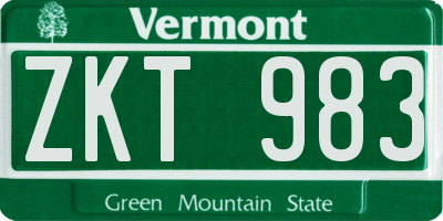 VT license plate ZKT983