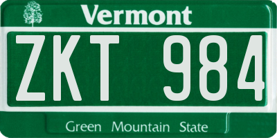 VT license plate ZKT984