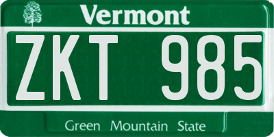 VT license plate ZKT985