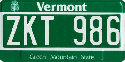 VT license plate ZKT986