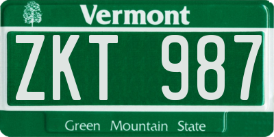 VT license plate ZKT987