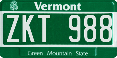 VT license plate ZKT988