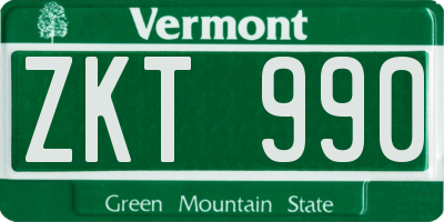 VT license plate ZKT990