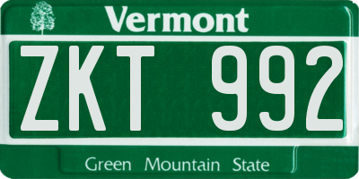 VT license plate ZKT992