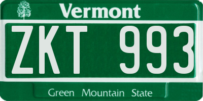 VT license plate ZKT993