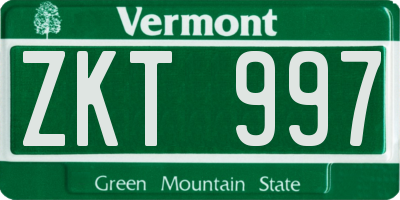 VT license plate ZKT997