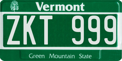 VT license plate ZKT999