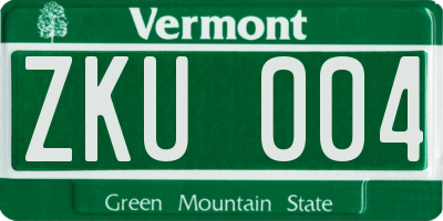 VT license plate ZKU004