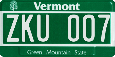 VT license plate ZKU007