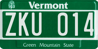 VT license plate ZKU014