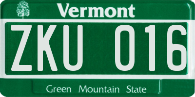 VT license plate ZKU016