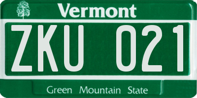 VT license plate ZKU021