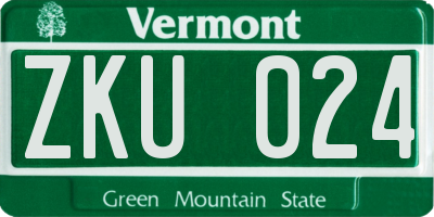 VT license plate ZKU024