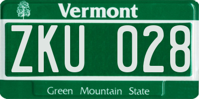 VT license plate ZKU028
