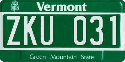 VT license plate ZKU031