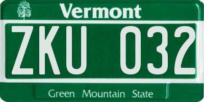 VT license plate ZKU032