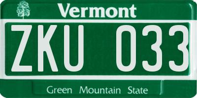 VT license plate ZKU033