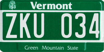VT license plate ZKU034