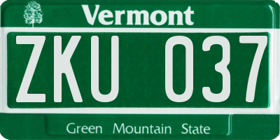 VT license plate ZKU037