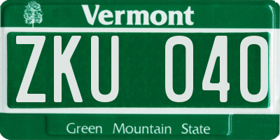 VT license plate ZKU040