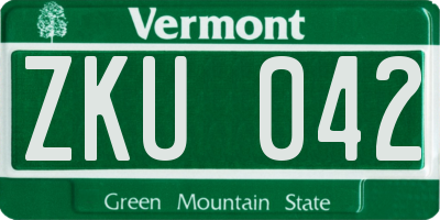 VT license plate ZKU042