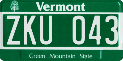 VT license plate ZKU043