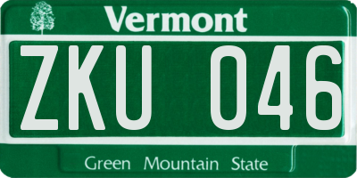 VT license plate ZKU046