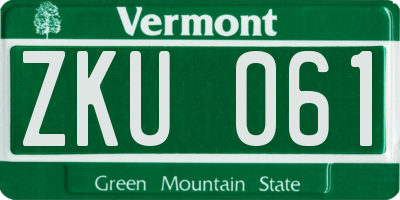VT license plate ZKU061
