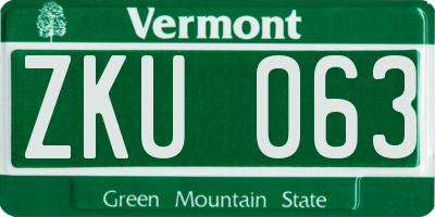 VT license plate ZKU063